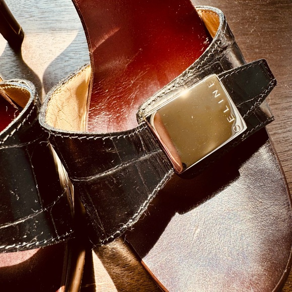 Vintage Celine black and brown heeled leather Mules - Picture 3 of 14